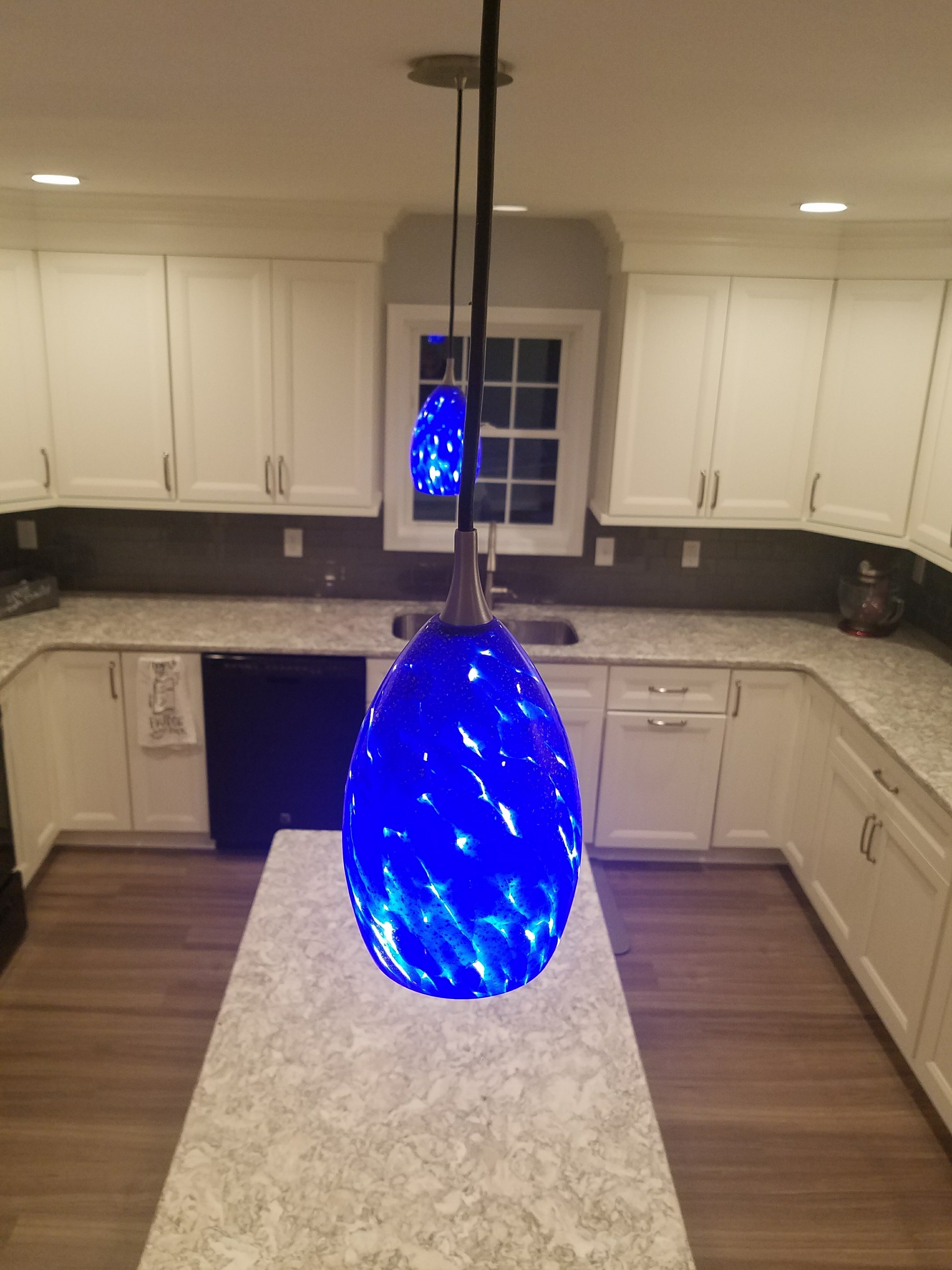 blue pendant light
